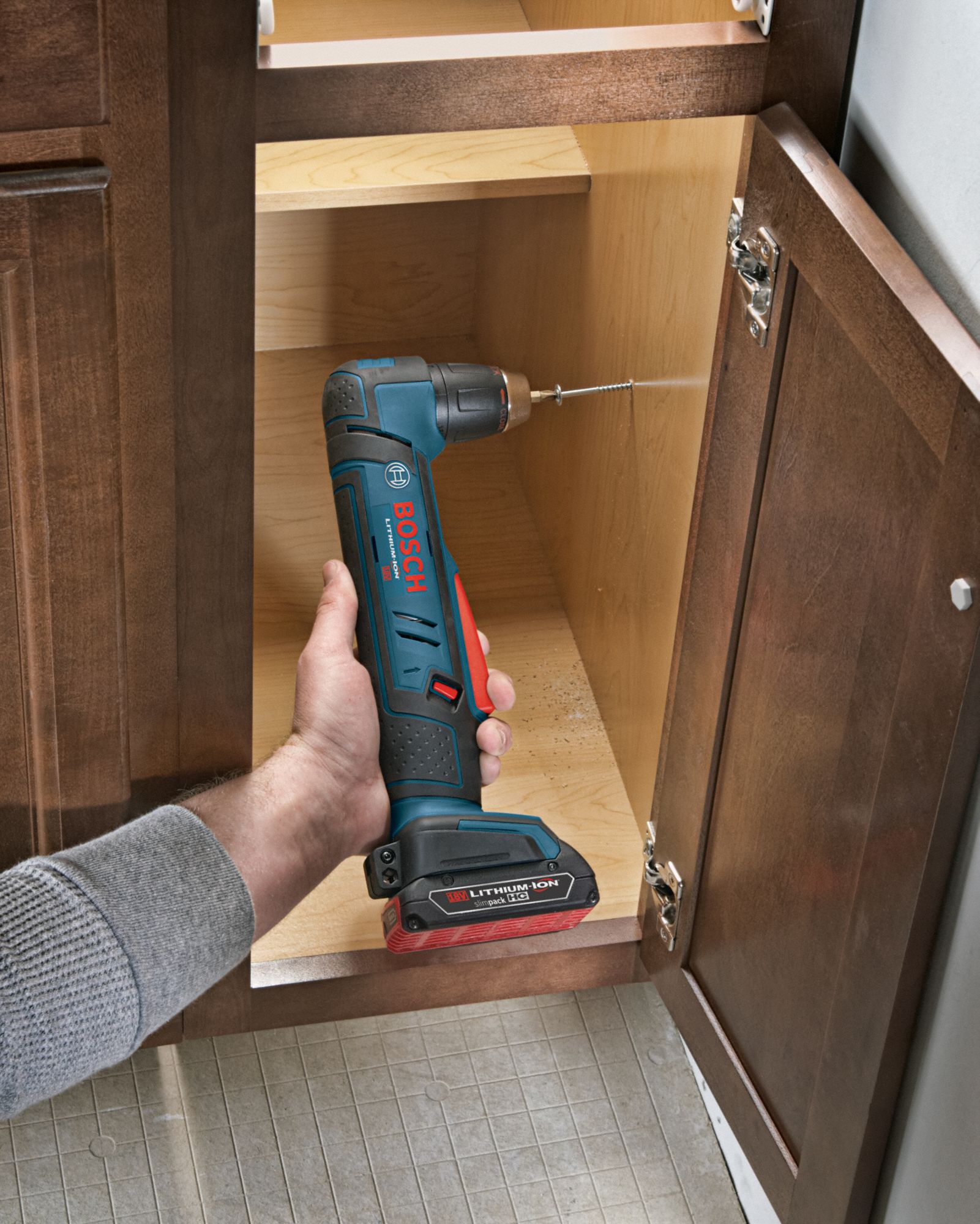 BOSCH Cordless Right Angle Drill Kit, Cordless, 0 inlb to 160 inlb, 1