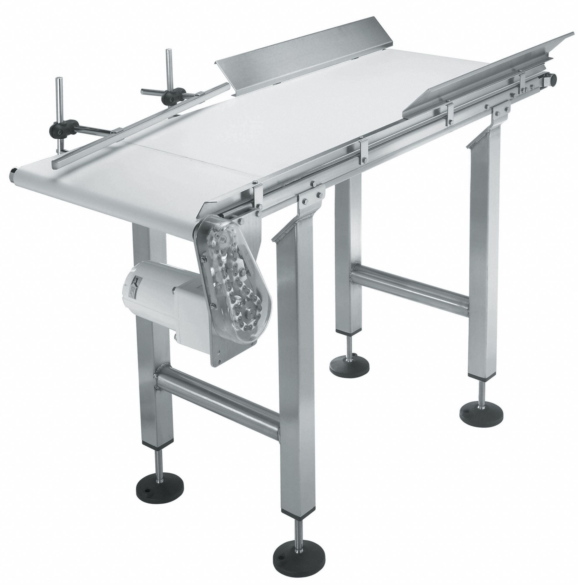 DORNER Slider Bed Belt Conveyor, Stainless Steel Bed Material, Light