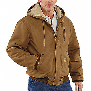 FR DUCK INSULATED ACTIVE JACKET, SZ M/CHEST 38 TO 40 IN/29 IN L, BROWN, 100% COTTON