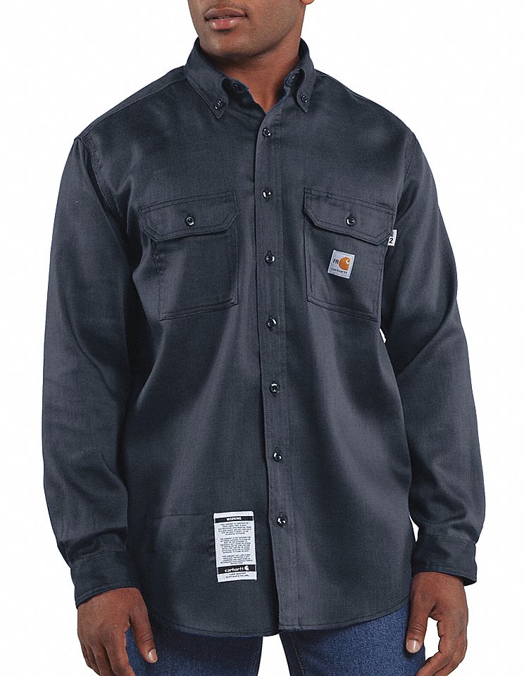 FLAME RESISTANT SHIRT WORK DRY DARK NAVY L 42 44 IN CHEST 36 1 4 IN SLEEVES TWILL