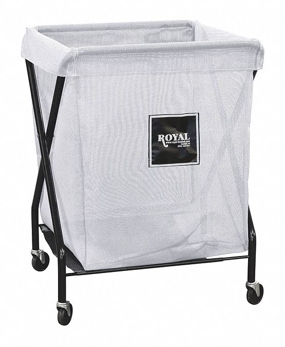 Hamper: Vinyl Mesh Liner, White, (4) Swivel, 9.5 cu ft Total Volume, Steel