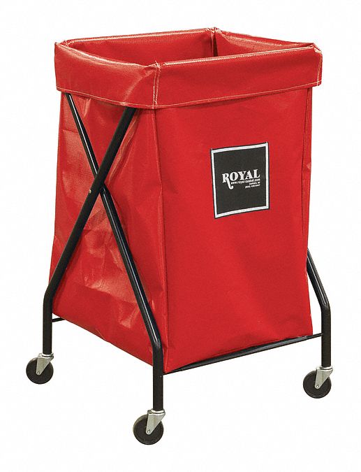 Hamper: Vinyl Liner, Red, (4) Swivel, 7.6 cu ft Total Volume, 150 lb Wt Capacity