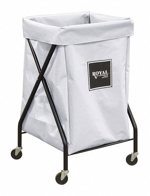 Hamper: Vinyl Liner, White, (4) Swivel, 7.6 cu ft Total Volume, 22 in Overall Lg