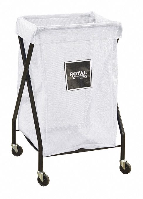 Hamper: Vinyl Mesh Liner, White, (4) Swivel, 7.6 cu ft Total Volume, Steel