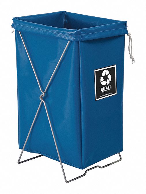 Hamper: Vinyl Liner, Blue, 4.2 cu ft Total Volume, 150 lb Wt Capacity, Steel