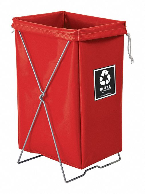 Hamper: Vinyl Liner, Red, 4.2 cu ft Total Volume, 150 lb Wt Capacity, Steel