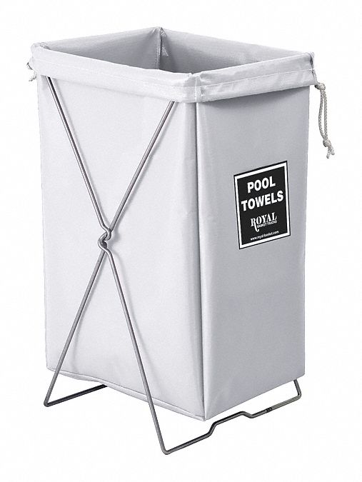 Hamper: Vinyl Liner, White, 4.2 cu ft Total Volume, 150 lb Wt Capacity, Steel
