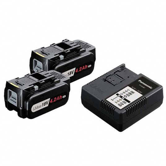 PANASONIC Battery and Charger Kit Panasonic, 18V, LiIon, Charger