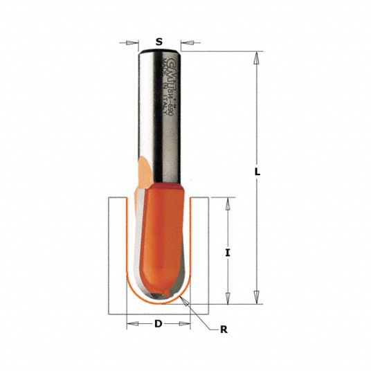 CMT Round Groove Cut Profile Router Bit, Carbide Tipped, 3/4 in Cutter Dia. 22EC85814.190.11