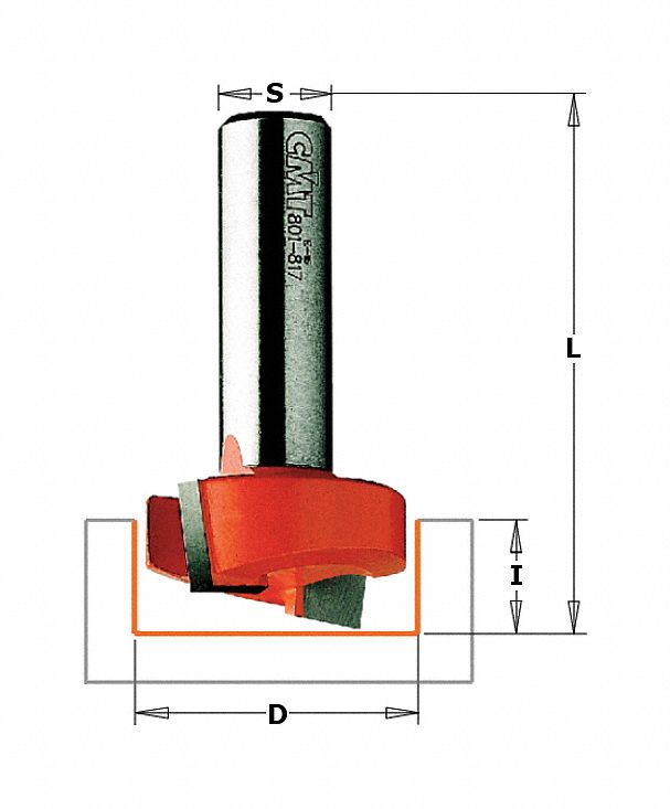 CMT Hinge Mortise Cut Profile Router Bit, Carbide Tipped, 1/2 in Cutter