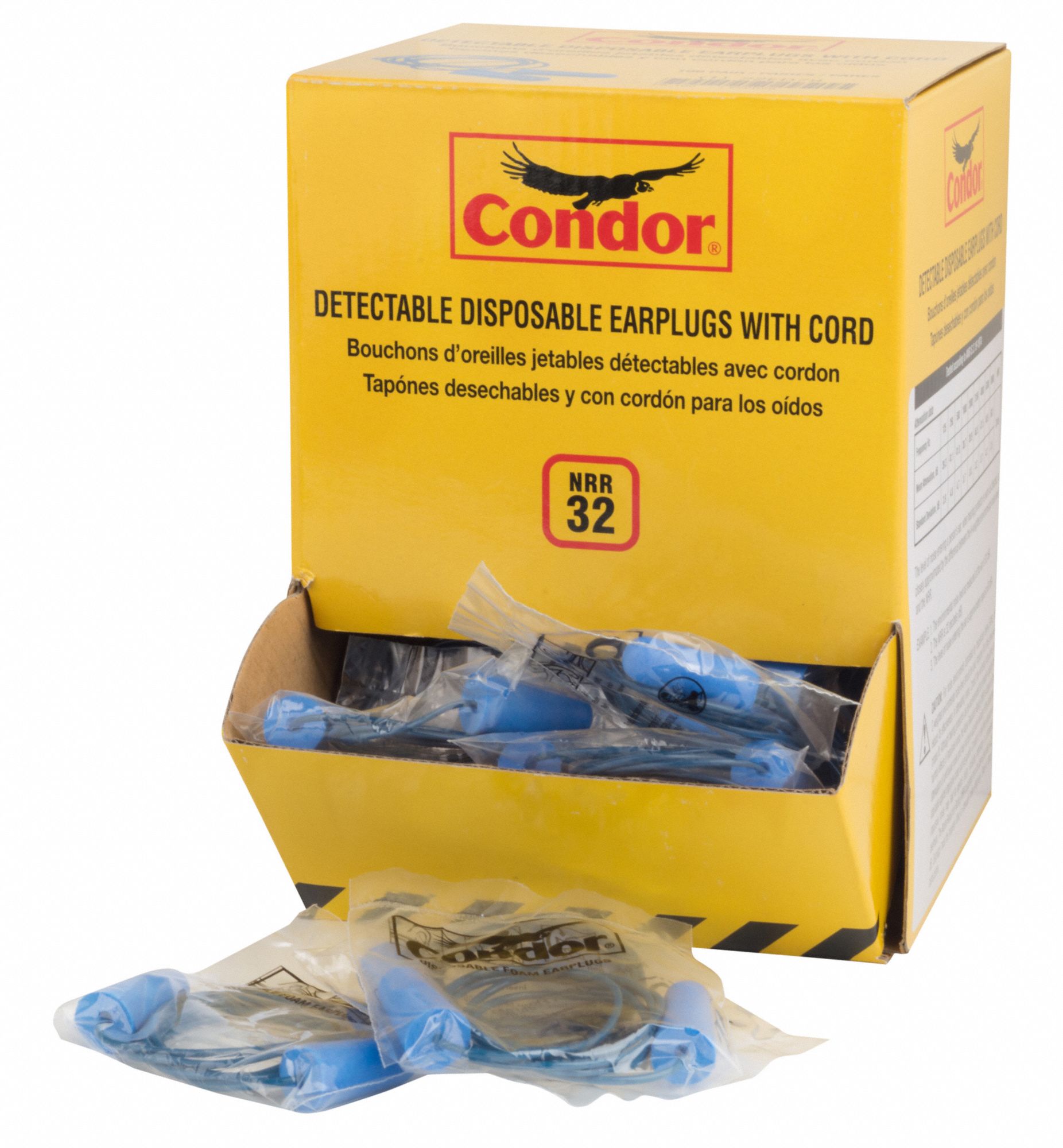 CONDOR Ear Plugs: Bullet, 32 dB NRR, Metal-Detectable, Corded ...