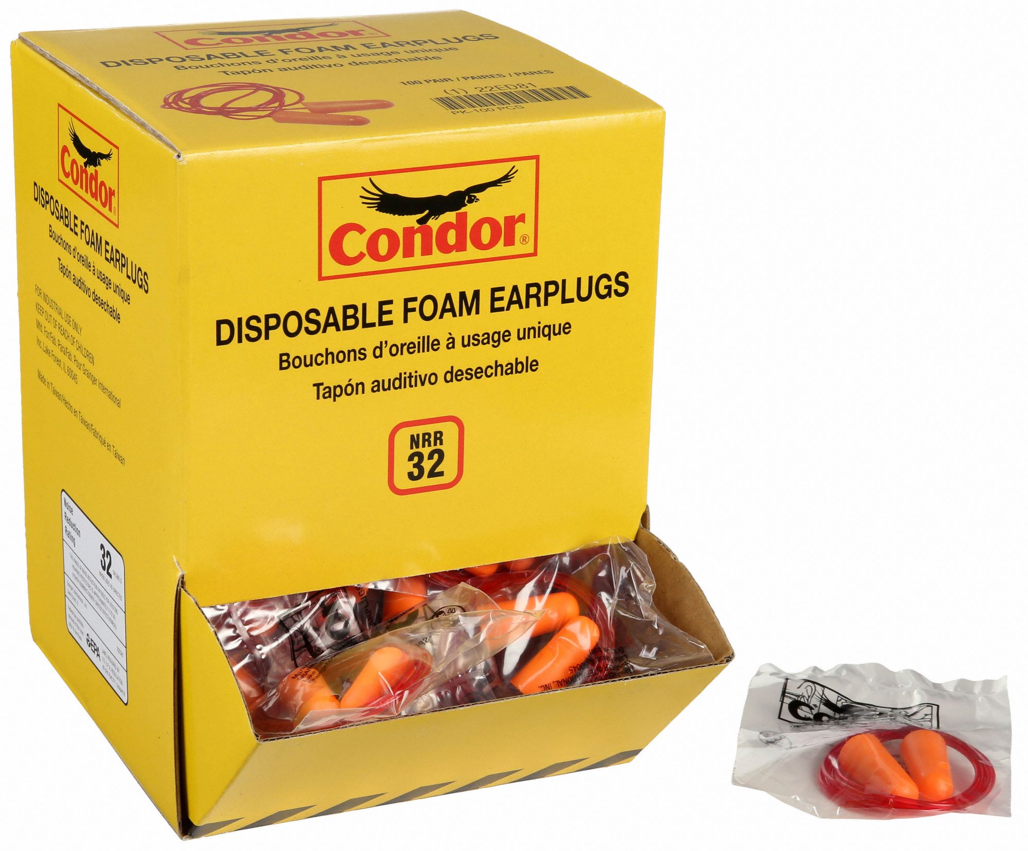 Red Disposable Earplugs (100-Pack) with 32 dB Noise Reduction Rating