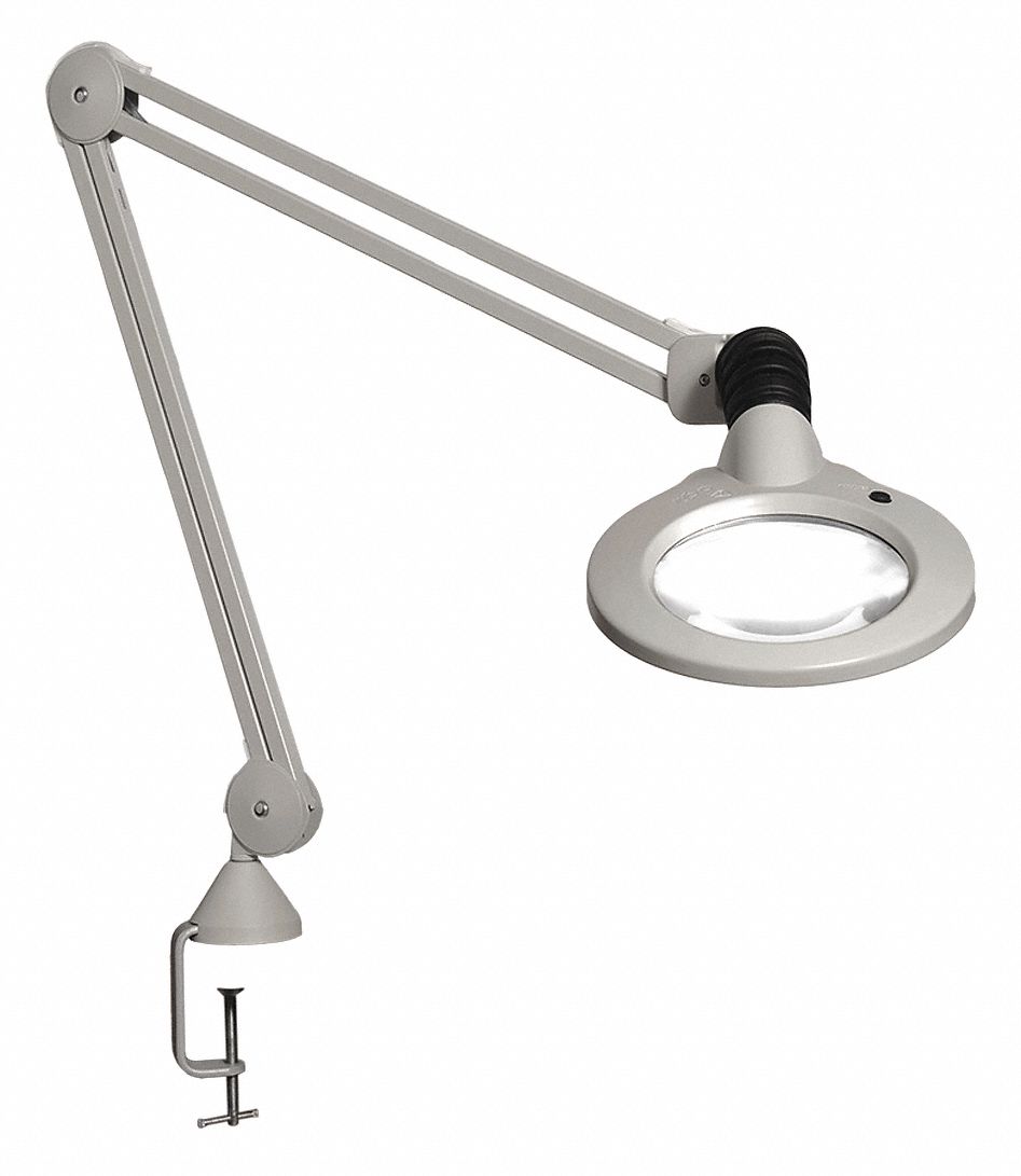 Round Magnifier Light: Magnifier Light, 1.75x, 900 lm, 3 Diopter, Gray, Round