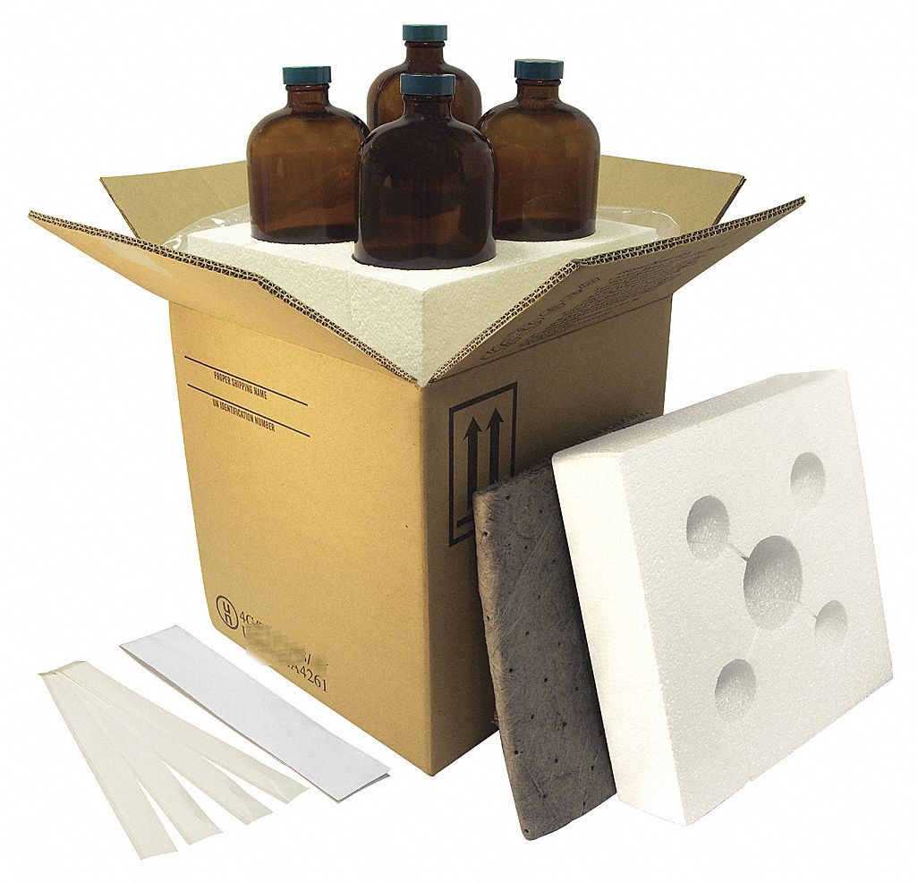 Hazardous Material Shipping Kit: 7x6-7/8x7 in, 4G/X1.9/S, 350#DW, UN Rated, 7 in Inside Lg, 4 PK