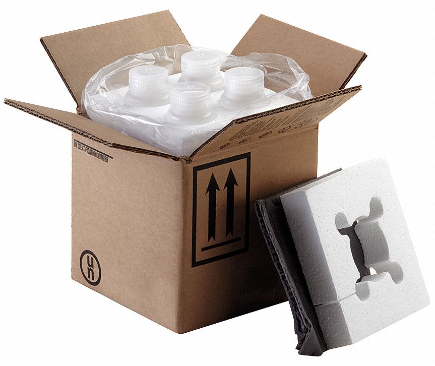 Hazardous Material Shipping Kit: 8-3/16x8-3/16x7-3/4 in, 4G/Y3.0/S, 200#, UN Rated, Kraft, 4 PK