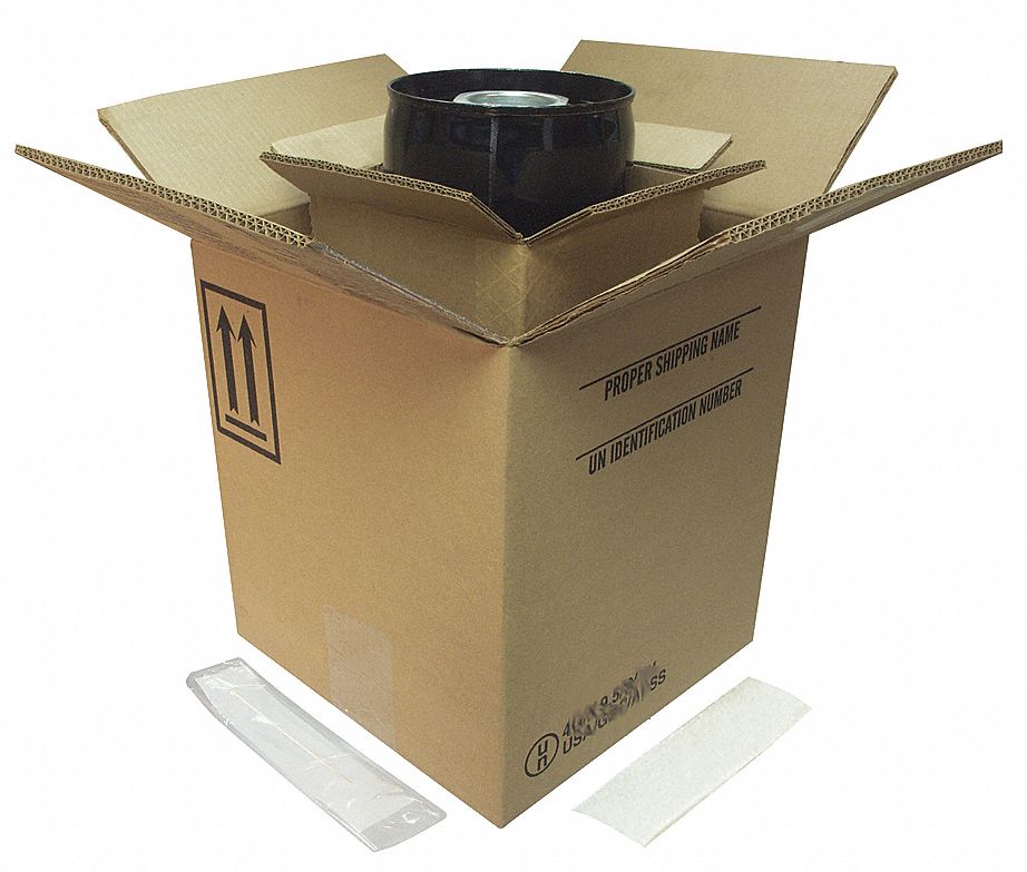 Hazardous Material Shipping Kit: 11-1/2x11-1/2x12-15/16 in, 4G/X9.7/S, 44 ECT, UN Rated, Kraft, 4 PK