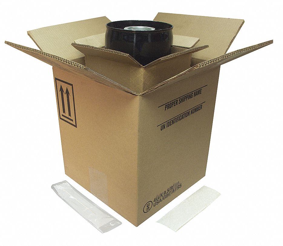 Hazardous Material Shipping Kit: 11-1/2x11-1/2x12-15/16 in, 4G/X9.7/S, 44 ECT, UN Rated, Kraft, 4 PK