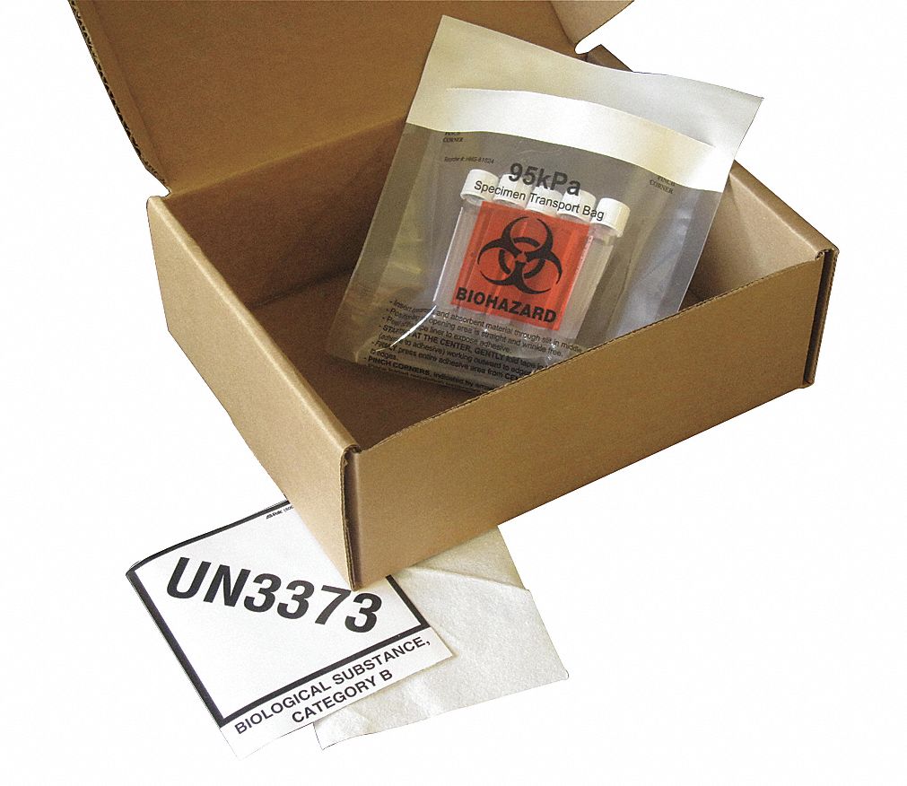 Hazardous Material Shipping Kit: 9-1/16x7-11/16x3-5/16 in, 150#, IATA PI 650, Single Wall, 12 PK