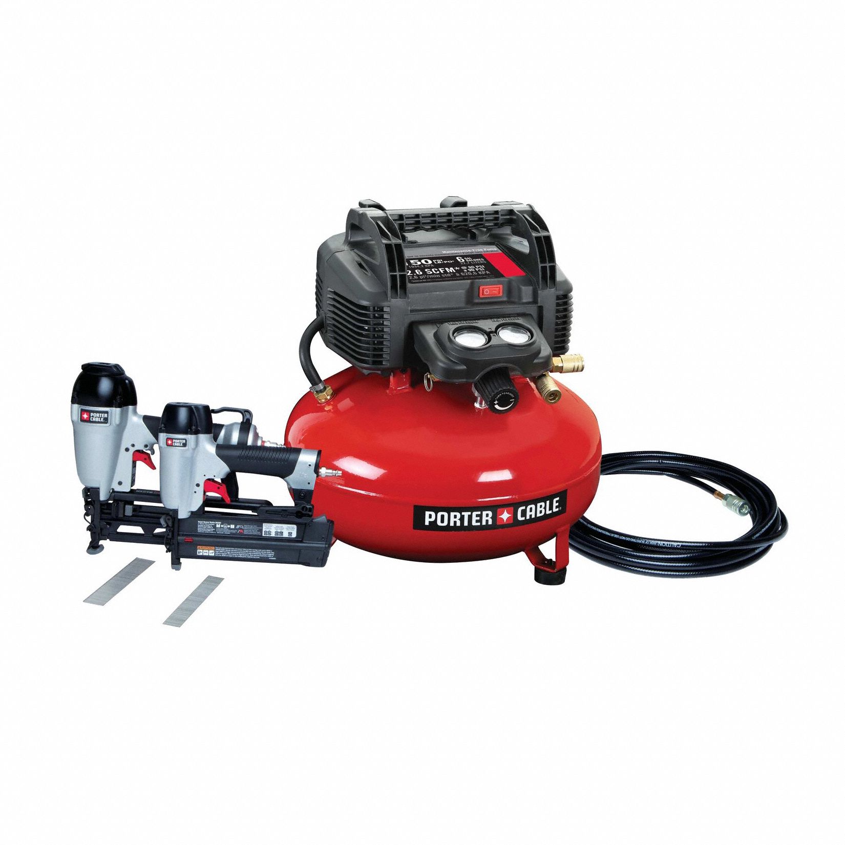 PORTER CABLE, Oil Free, 6 gal, Portable Air Compressor/Nailer Combo Kit