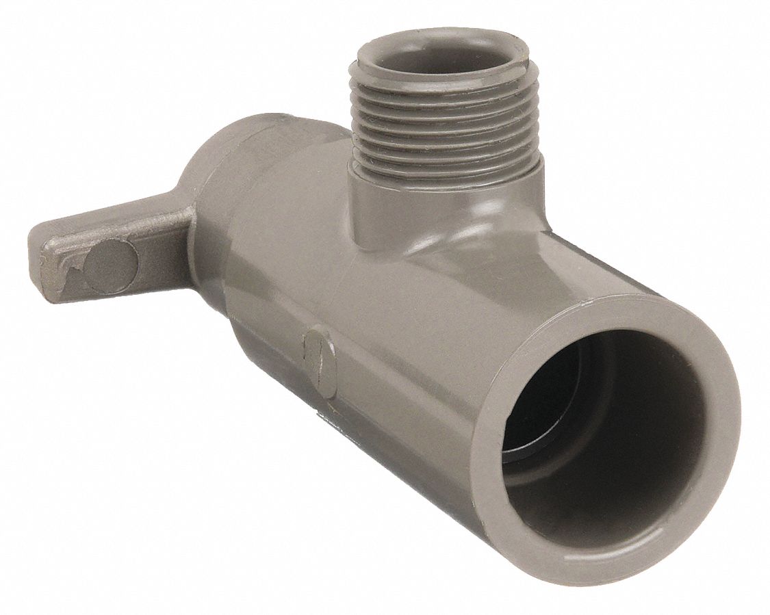 Angle Valve: 1/2 in, 3/8 in FNPT, CPVC, Angle Body, 1/4-Turn, Lever