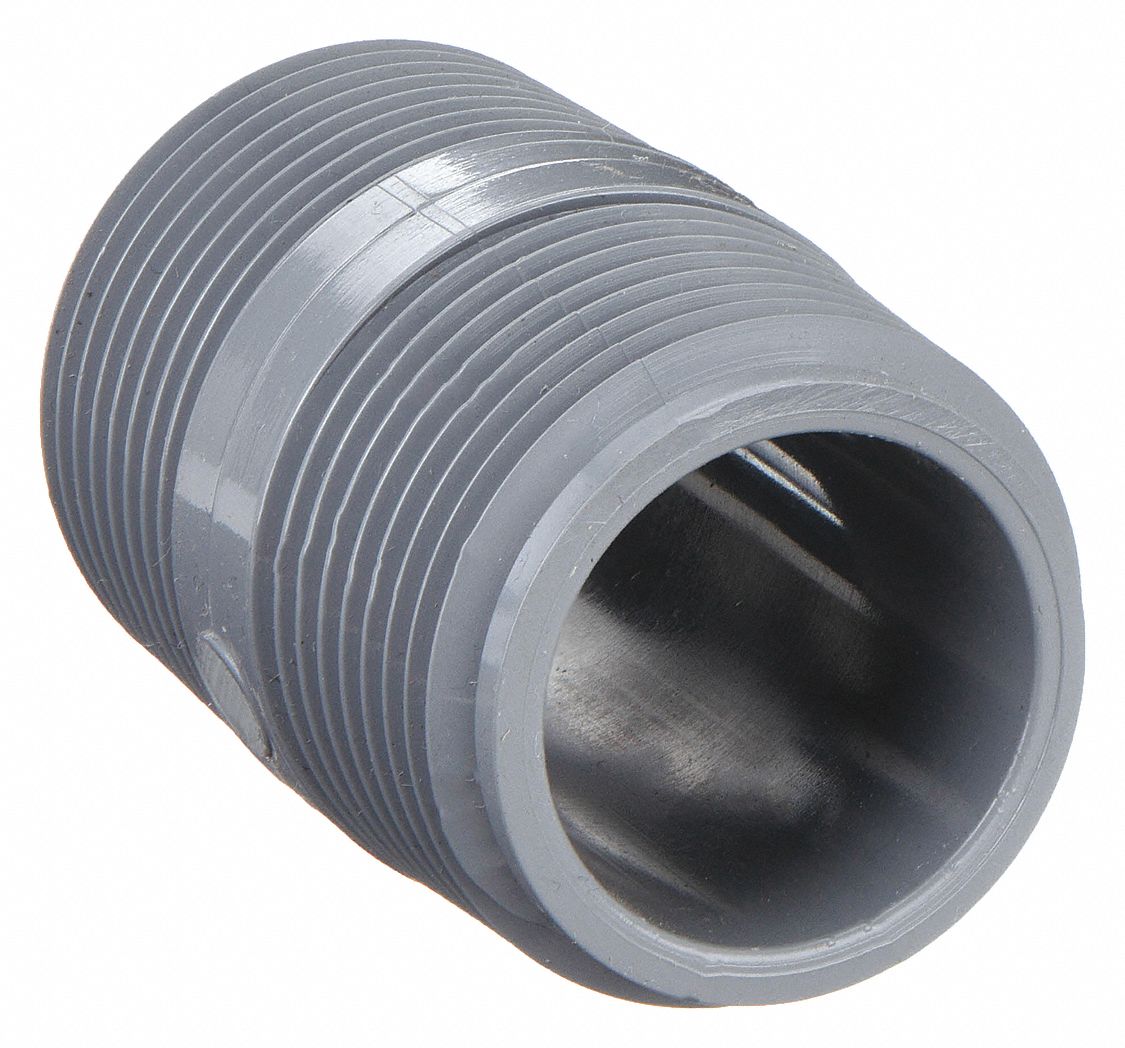 NIPPLE: CPVC, 1¼ IN NOMINAL PIPE SIZE, 2 IN L, BOTH ENDS THREADED, SCHEDULE 80, GREY