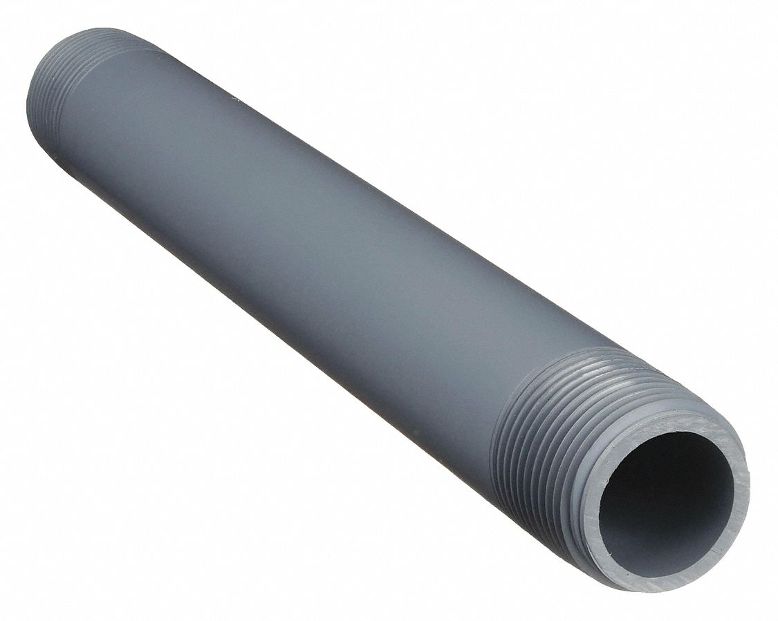 NIPPLE: CPVC, 1 IN NOMINAL PIPE SIZE, 10 IN L, BOTH ENDS THREADED, SCHEDULE 80, GREY