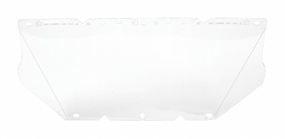 FACESHIELD VISOR, CLEAR, ANTI-SCRATCH, POLYCARBONATE, CSA Z94.3, UV, 17X8 X½5 IN