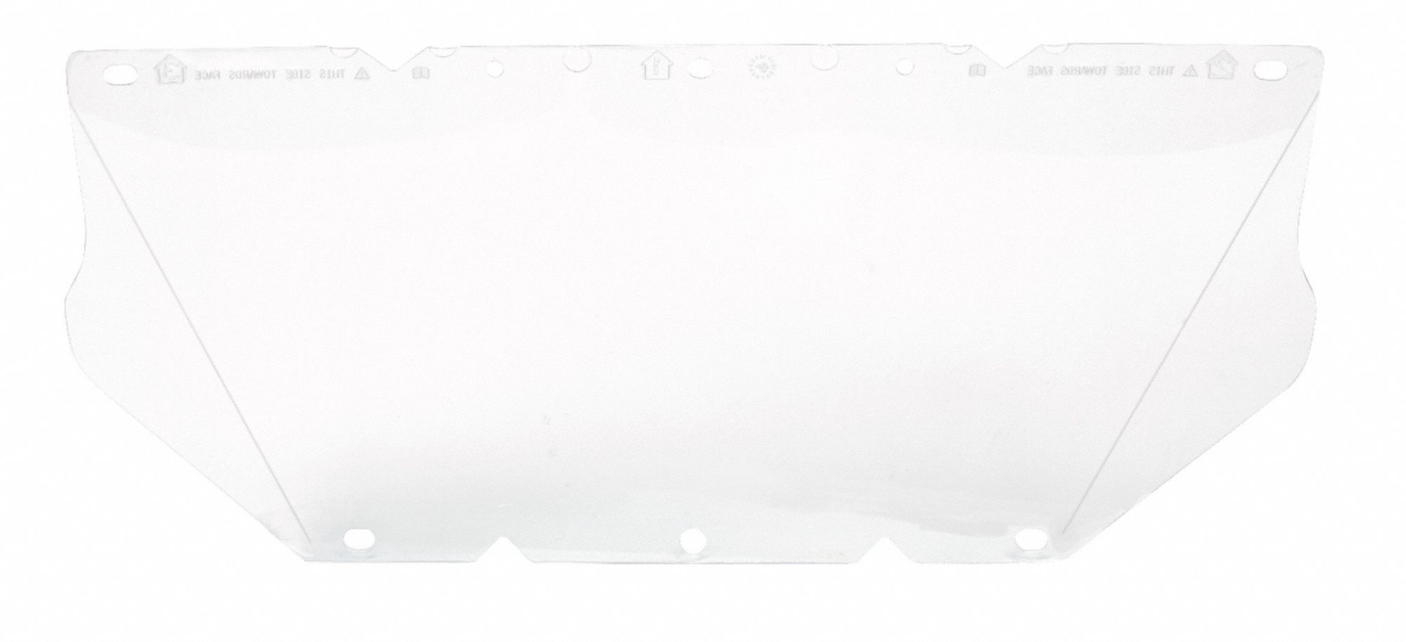 Face Shield Visor: 17 in Overall Wd, 8 in Overall Ht, 0.04 in Overall Thick, Clear, Reusable