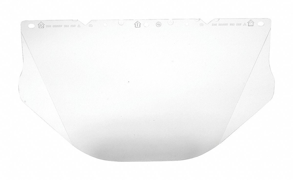 VISIÈRE D'ÉCRAN FACIAL, TRNSP, ANTIBUÉE, POLYCARBONATE, CSA, UV, 17X9 5/10 X½5 PO