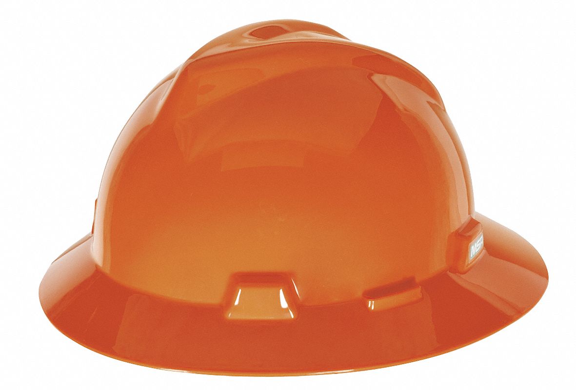 orange full brim hard hat