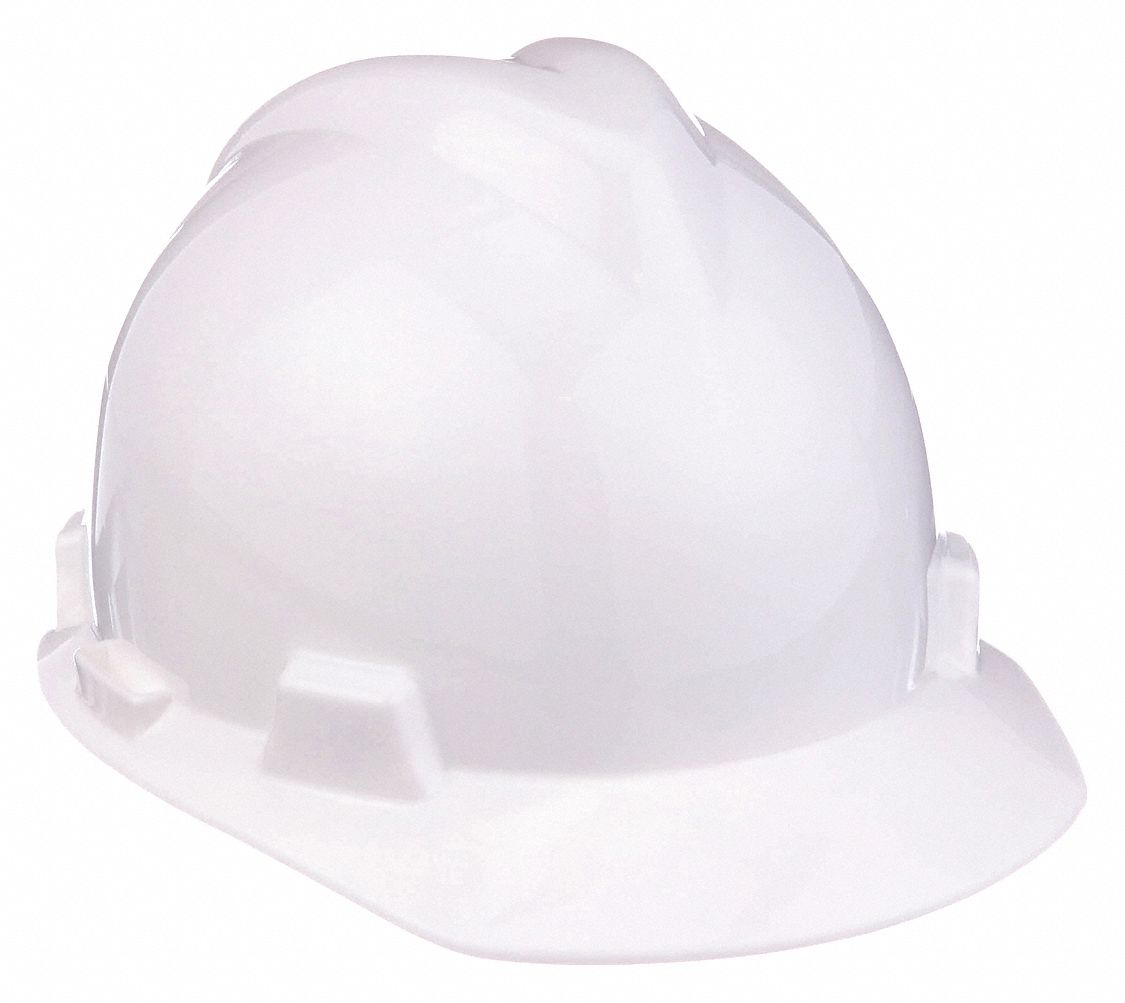 SLOTTED CAP, CSA Z94.1-2005, TYPE 1, CLASS E, PE, 4-PT STAZ-ON PINLOCK, FRONT BRIM, WHITE