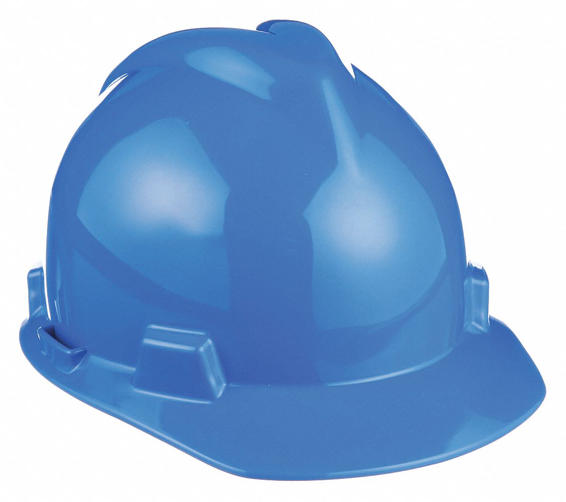 SLOTTED CAP, CSA, TYPE 1, CLASS E, PE, 4-PT STAZ-ON PINLOCK, FRONT BRIM, BLUE