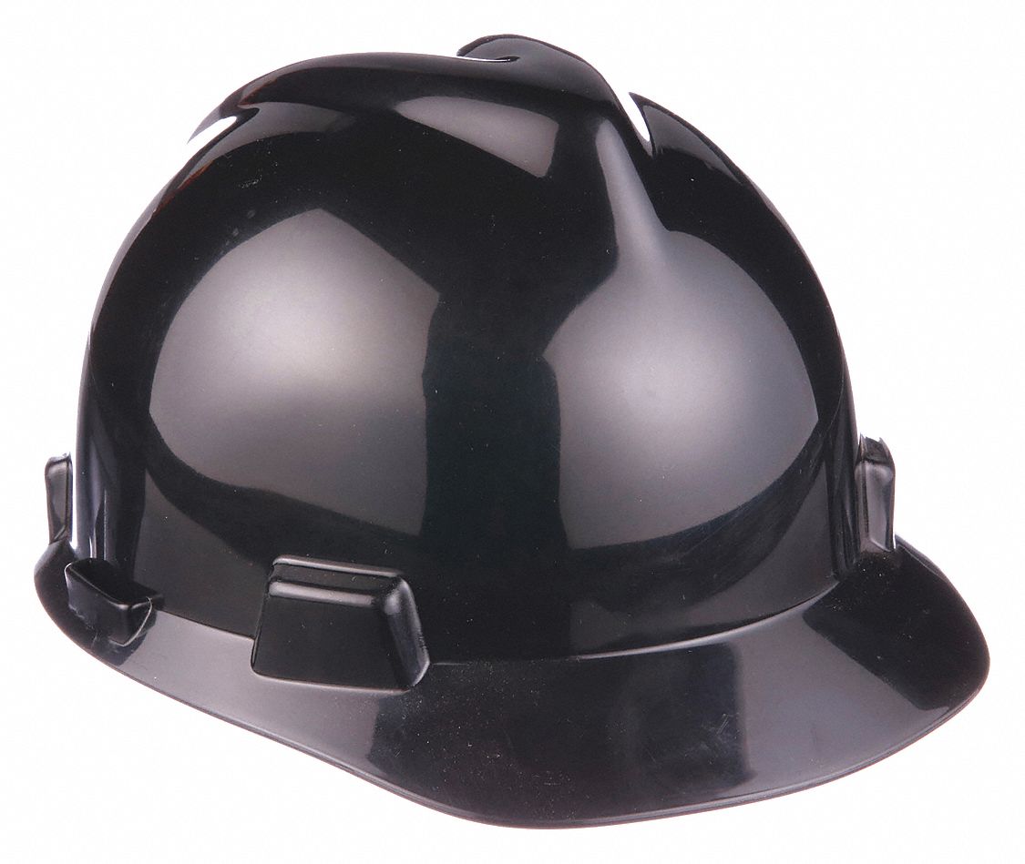 MSA HARD HAT, CSA Z94.12005, TYPE 1, CLASS E, PE, 4PT PINLOCK, FRONT BRIM, BLACK Hard Hats
