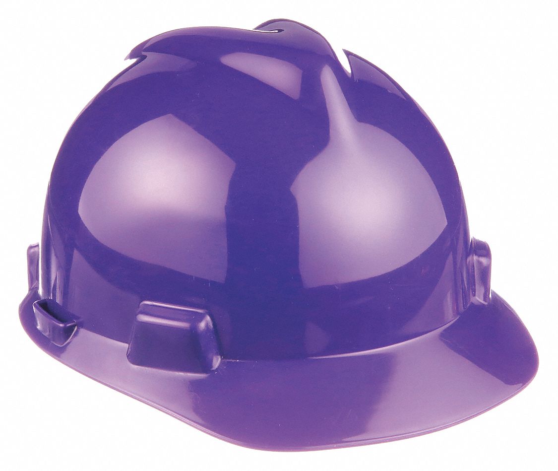 SLOTTED CAP, CSA Z94.1-2005, TYPE 1, CLASS E, PE, 4-PT STAZ-ON PINLOCK, FRONT BRIM, PURPLE