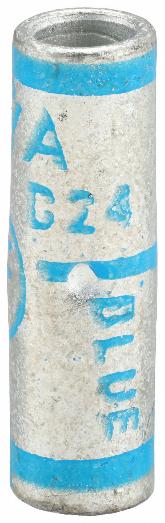 Open Barrel Splice: 6 AWG Wire Size, Blue Code, 1.01 in, Copper Barrel, 24 Die