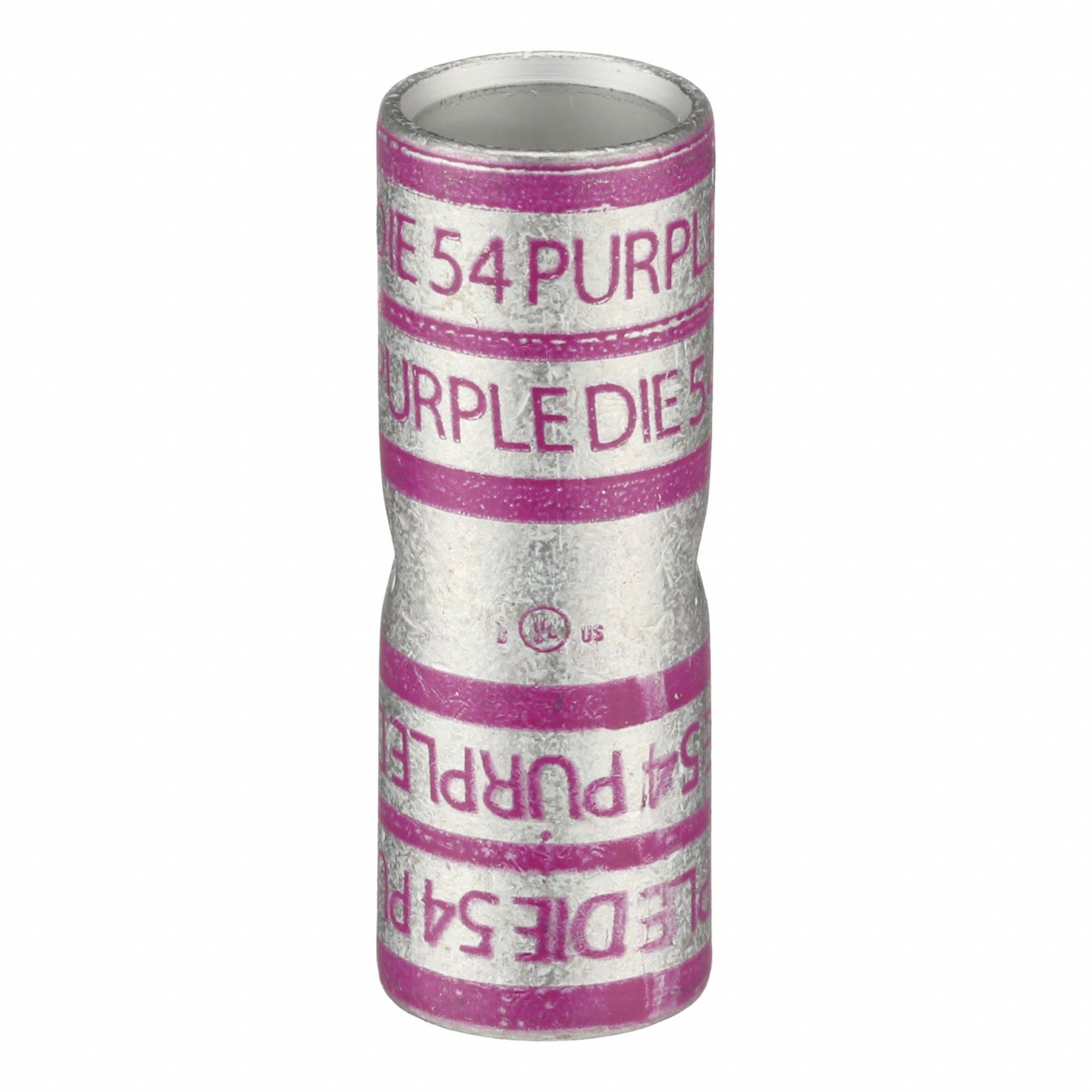 APPROVED VENDOR Open Barrel Splice: 4/0 AWG Wire Size, Purple Code, 1.9 in, Copper Barrel, 54 Die (MPN 22EZ23). Key specifications — Die Code: 54; Brand: APPROVED VENDOR; Color Code: Purple.