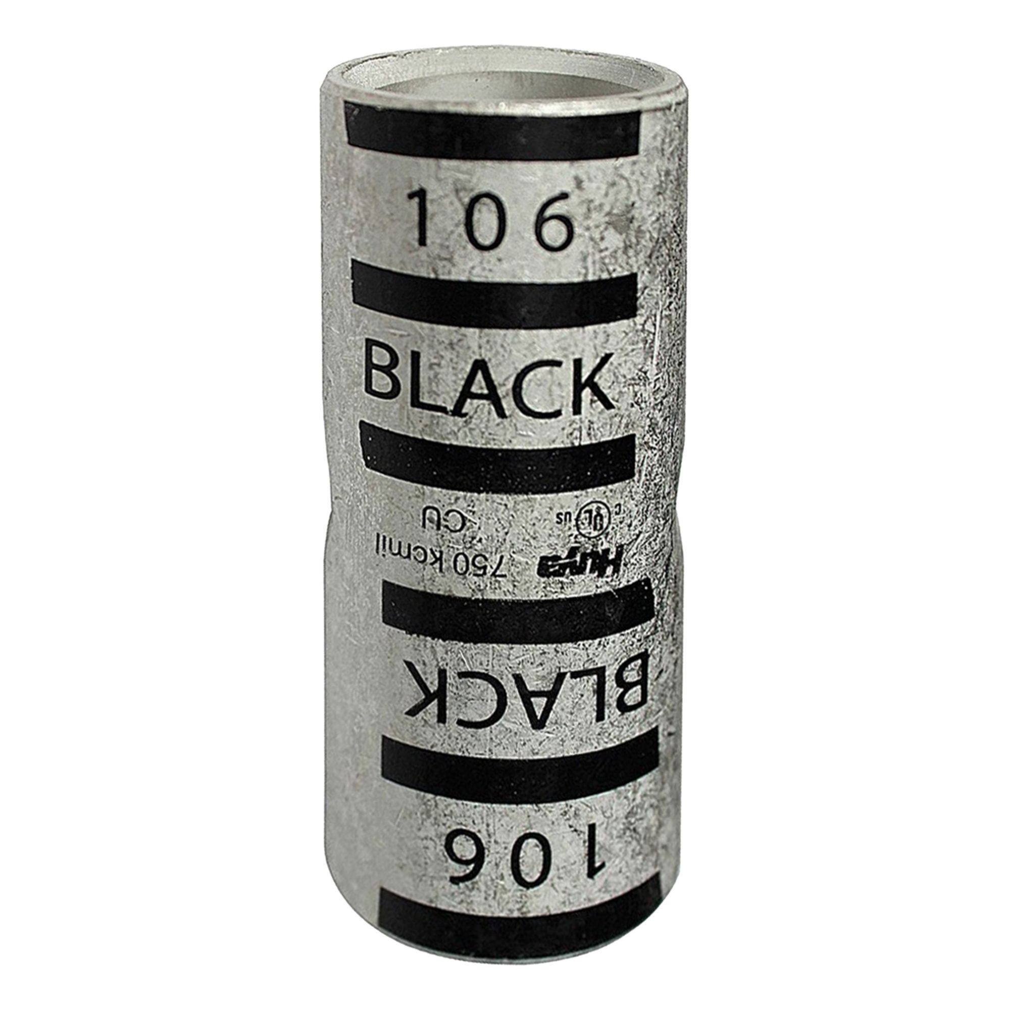 APPROVED VENDOR Open Barrel Splice: 750 kcmil Wire Size, Black Code, 3.03 in, Copper Barrel, 106 Die (MPN 22EZ29). Key specifications — Die Code: 106; Brand: APPROVED VENDOR; Color Code: Black.