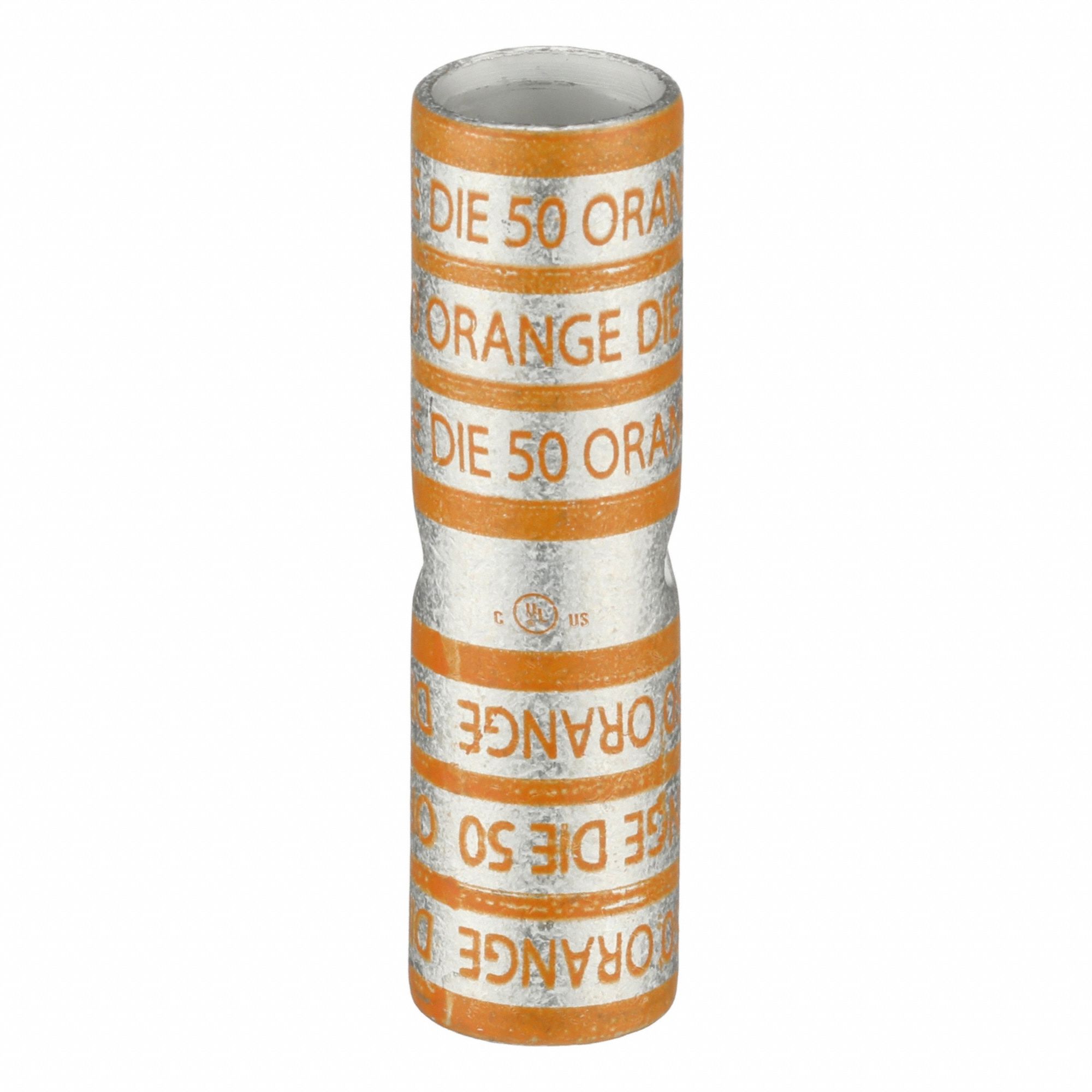 APPROVED VENDOR Open Barrel Splice: 3/0 AWG Wire Size, Orange Code, 2.27 in, Copper Barrel, 50 Die (MPN 22EZ37). Key specifications — Die Code: 50; Brand: APPROVED VENDOR; Color Code: Orange.