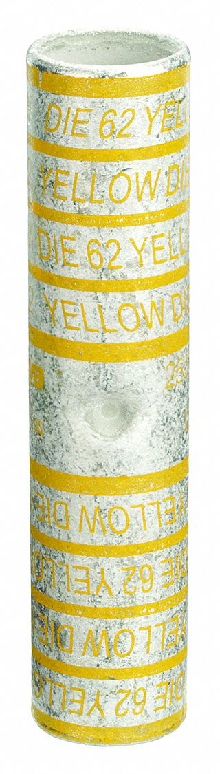 Open Barrel Splice: 250 kcmil Wire Size, Yellow Code, 3.41 in, Copper Barrel, 62 Die