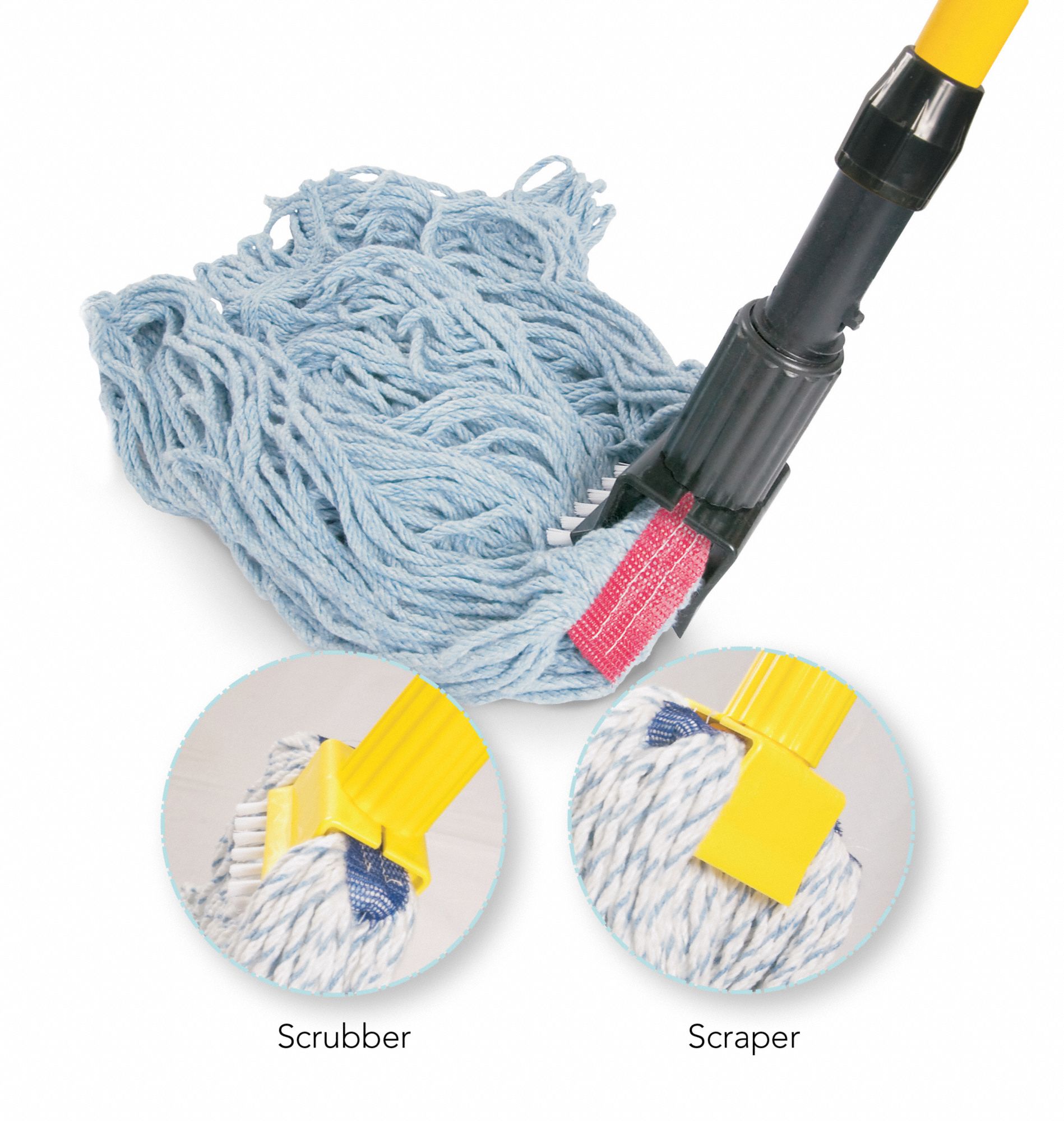 TOUGH GUY Wet Mop Handle, Jaw Mop Connection Type, Yellow, Fiberglass