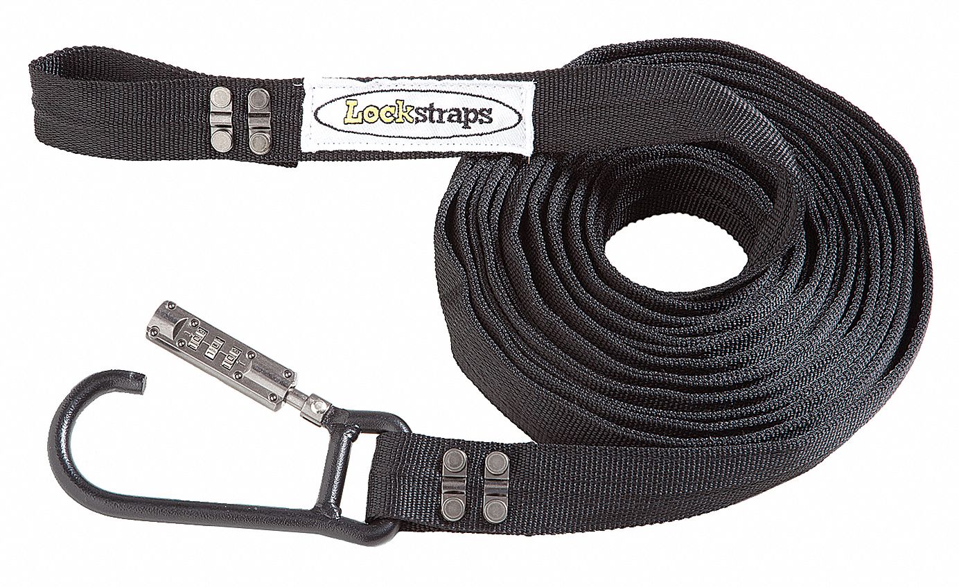 Tie Down Strap: 2 ft Cargo Tie Down Lg, 1 1/2 in Cargo Tie Down Wd, 500 lb Working Load Limit, Black