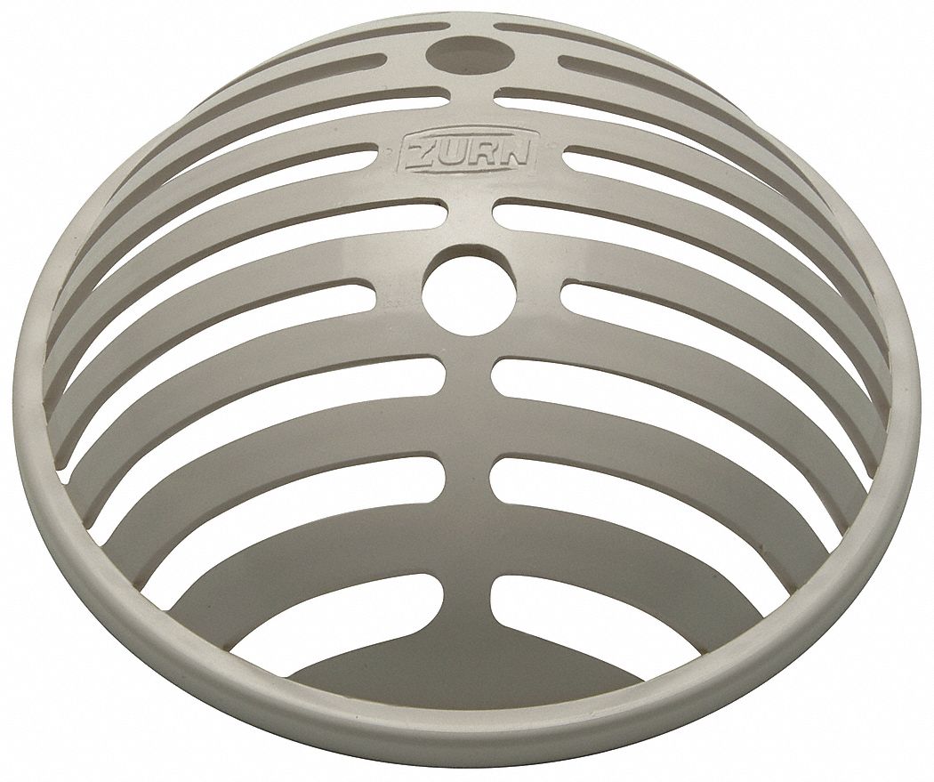 DOME STRAINER: 6 IN OVERALL DIA, 2¾ IN H, ROUND, PLASTIC, WHITE, SLOTTED, BOTTOM