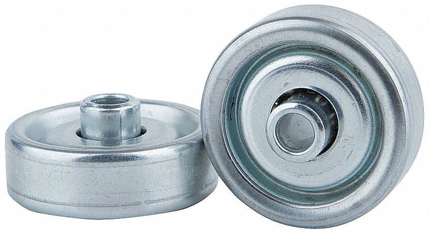Skate Wheel: Galvanized, 1 1/2 in Wheel Dia, 0.258 in Wheel Bore Dia, 1/2 in Wheel Wd, Ball Bearing