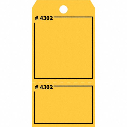 Blank Tag, Cardstock, Height: 5 3/4 in, Width: 2 7/8 in - Grainger