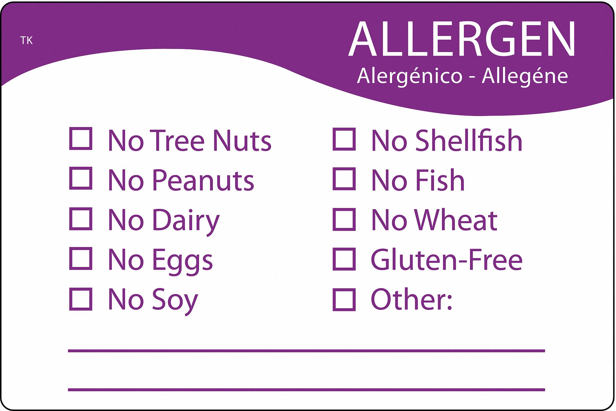 Allergen Label Purple/White