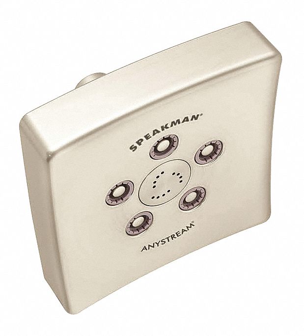 Fixed Showerhead: Kubos S-3021, 2 gpm Fixed Showerhead Flow Rate, Brass/Plastic, Multi