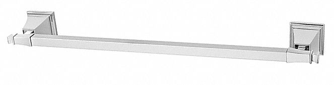 Towel Bar: SA-1307, Wall Mount, 2 in x 26 1/4 in x 3 in, 24 in Bar Wd, Zinc, Zinc, 1 Bars