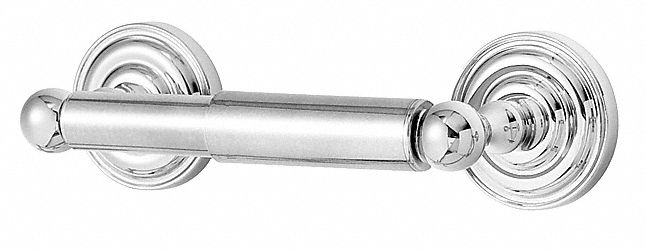 Toilet Paper Holder: Std Core, Horizontal Single Roll, Double Post Holder, Metal, Polished
