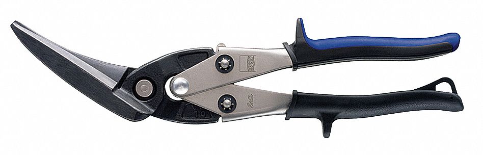 AVIATION SNIP, LEFT, 10 1/2 IN OVERALL L, 2 1/2 IN CUTTING L, STEEL, PLASTIC, PLASTIC