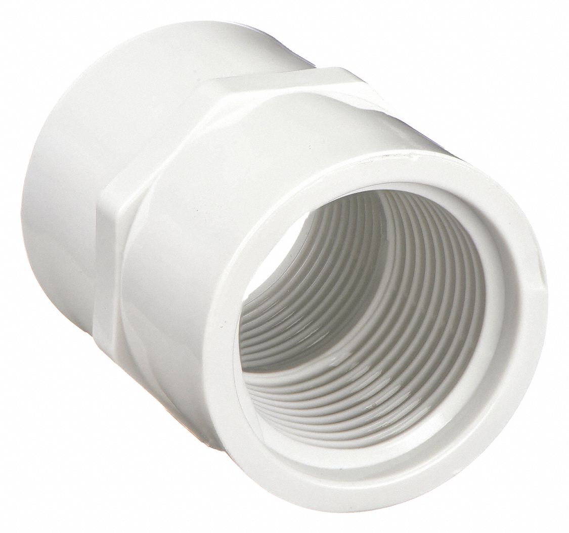 COUPLING: 1 IN X 1 IN FITTING, SCHEDULE 40, FEMALE NPT X FEMALE NPT, 450 PSI, WHITE